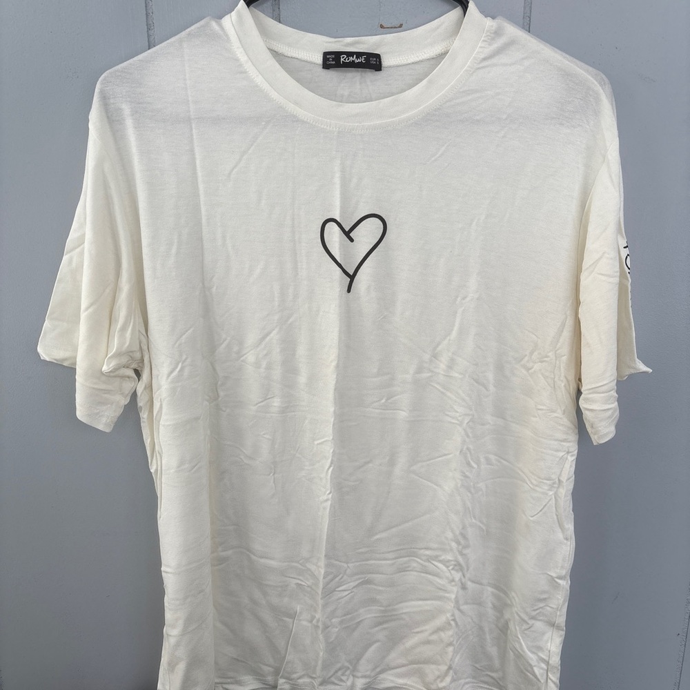White T-Shirt with Heart Design